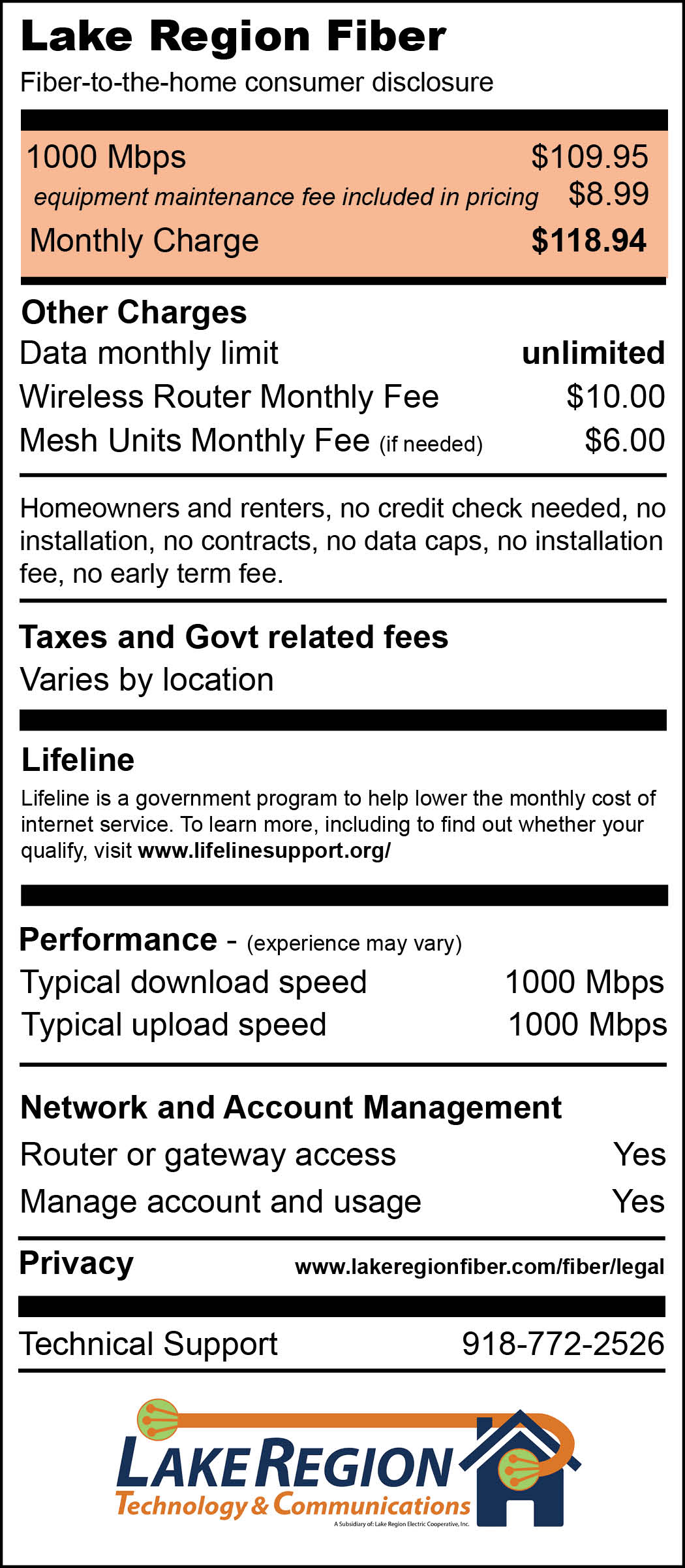 Gigabit internet package